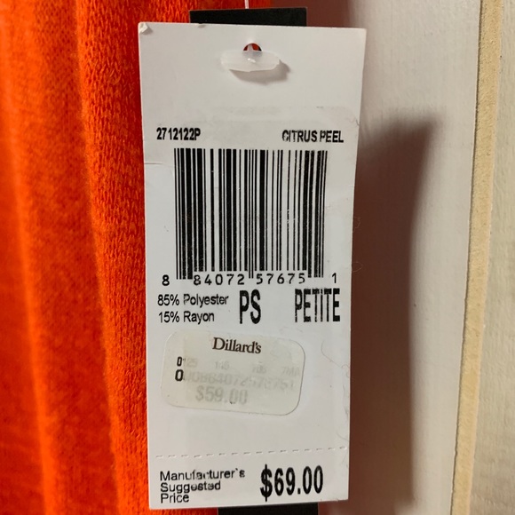 Chelsea & Theodore Orange Short Sleeve Knit Top PS - Picture 4 of 7